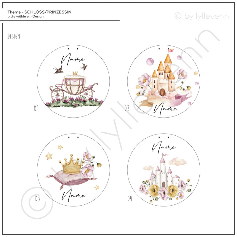Namensschild | Kinderzimmer | Holzschild | personalisierbar - SCHLOSS / PRINZESSIN - lyllevenn-store