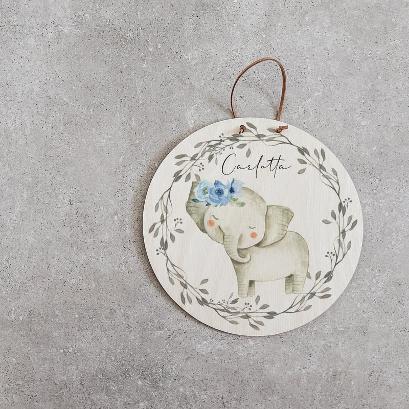 Namensschild | Kinderzimmer | Holzschild | personalisiert - ELEFANT - lyllevenn-store