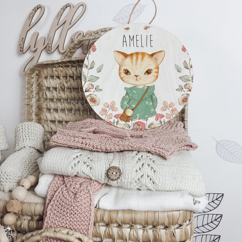 Namensschild | Kinderzimmer | Holzschild | personalisiert - VINTAGE ANIMALS - lyllevenn-store
