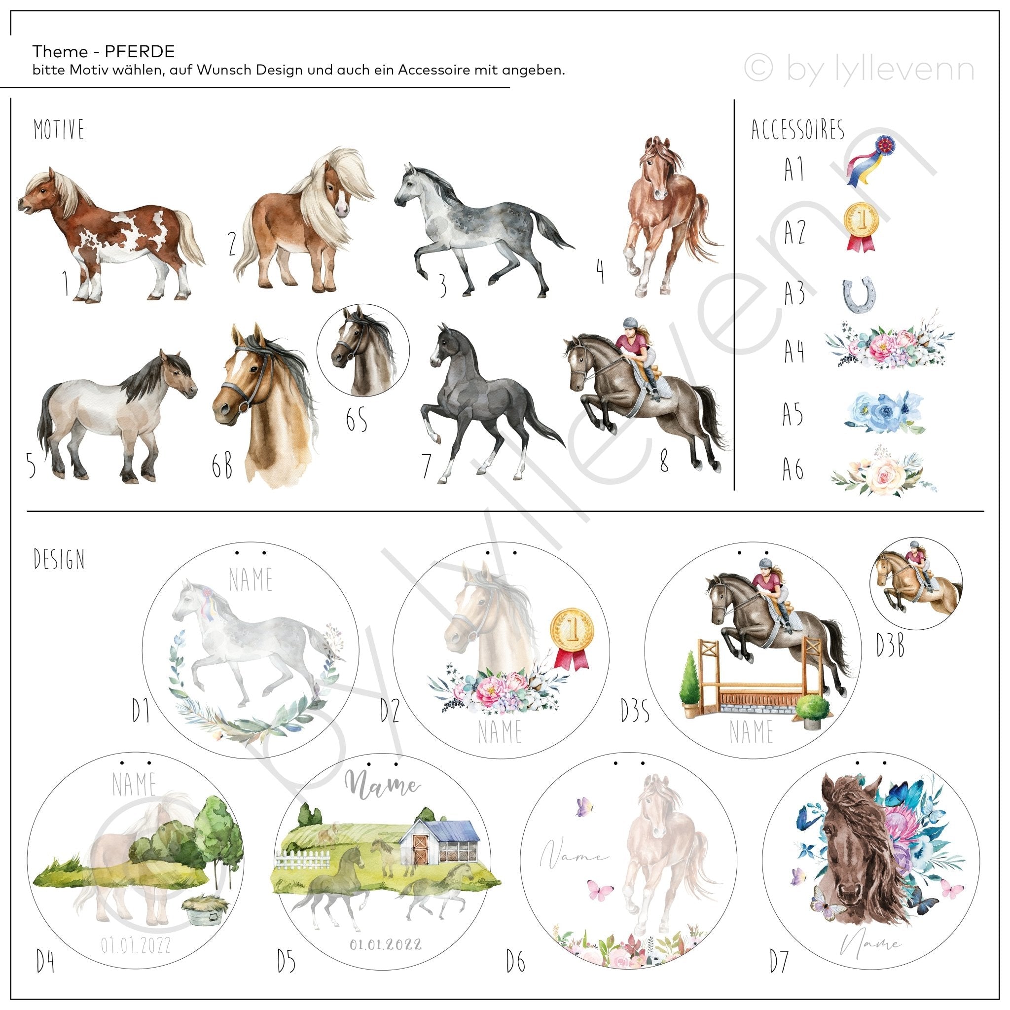 Namensschild personalisiert Holz - Pferd - lyllevenn