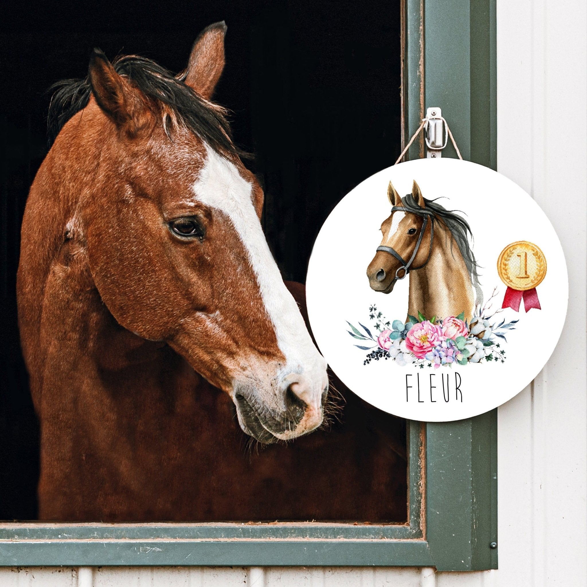 Namensschild personalisiert Holz - Pferd - lyllevenn