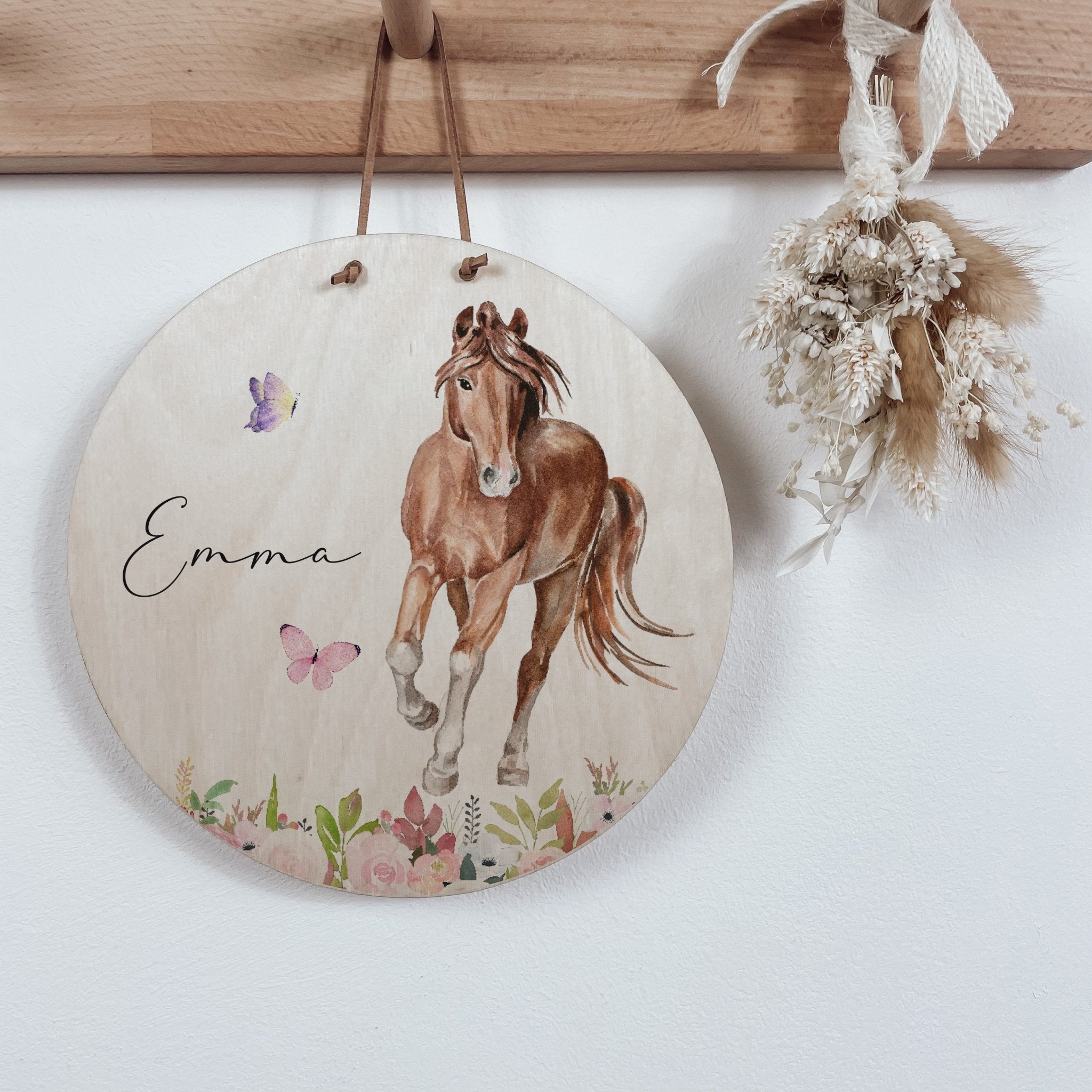 Namensschild personalisiert Holz - Pferd - lyllevenn