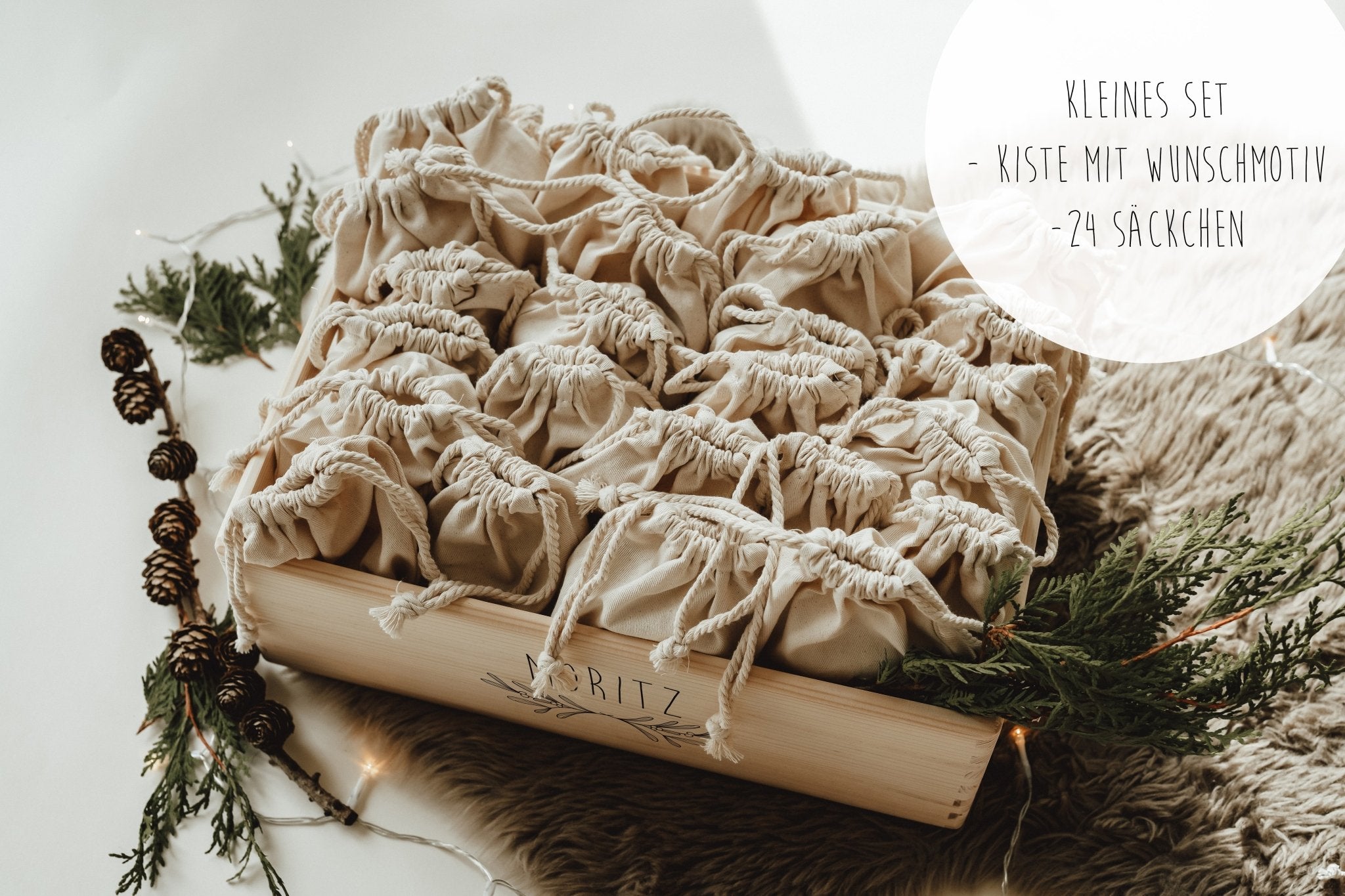 Personalisierte Adventskiste | nachhaltiger Adventskalender | Adventskalender zum Befüllen – KRANZ - lyllevenn-store