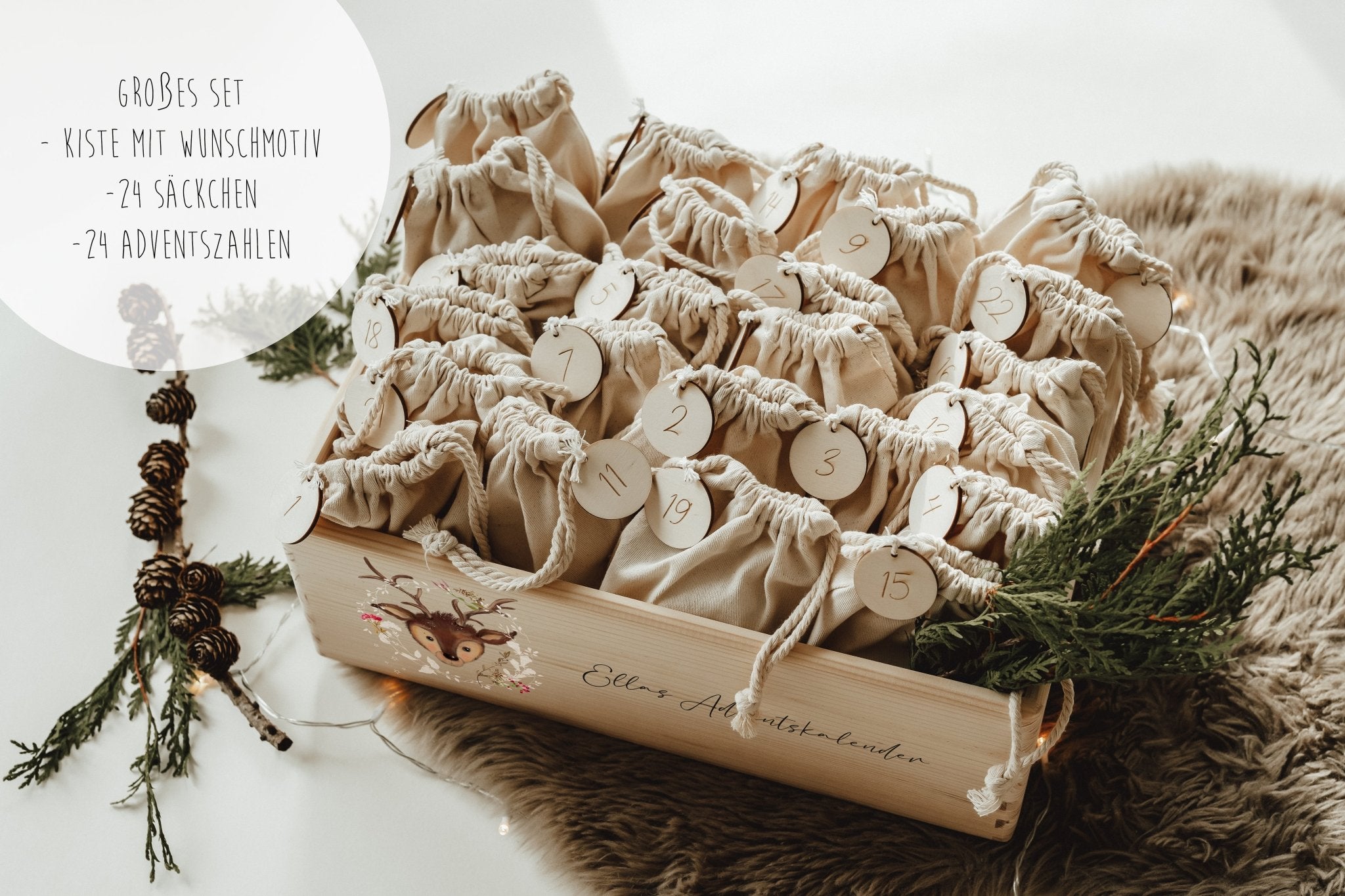Personalisierte Adventskiste | nachhaltiger Adventskalender | Adventskalender zum Befüllen – MOTIVE - lyllevenn-store