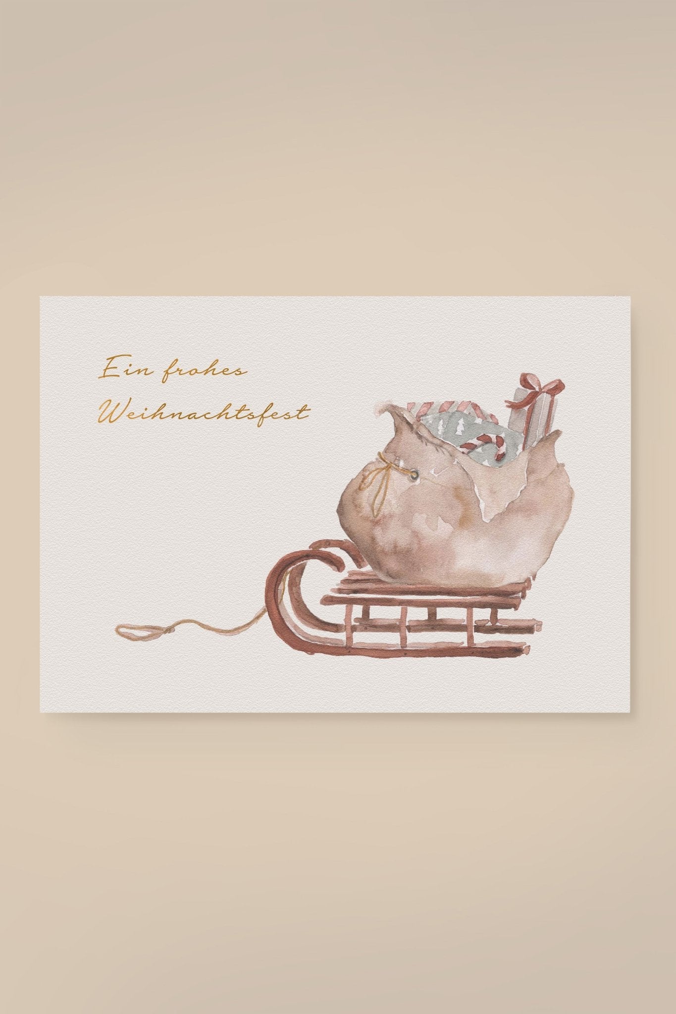 Postkarte | Weihnachten | Schlitten - Ein frohes Fest - lyllevenn-store