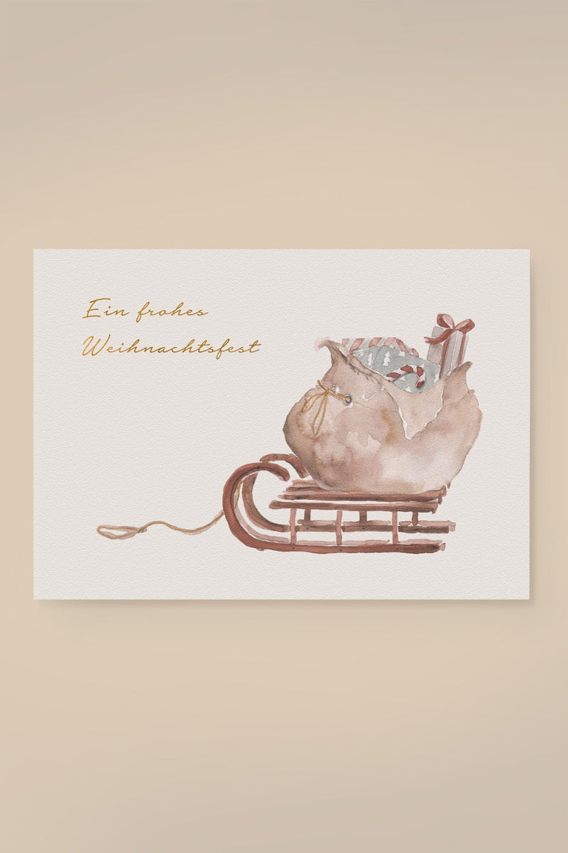 Postkarte | Weihnachten | Schlitten - Ein frohes Fest - lyllevenn-store
