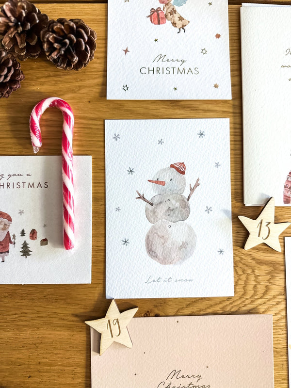 Postkarte | Weihnachten | Schneemann 'Let it snow' - lyllevenn-store