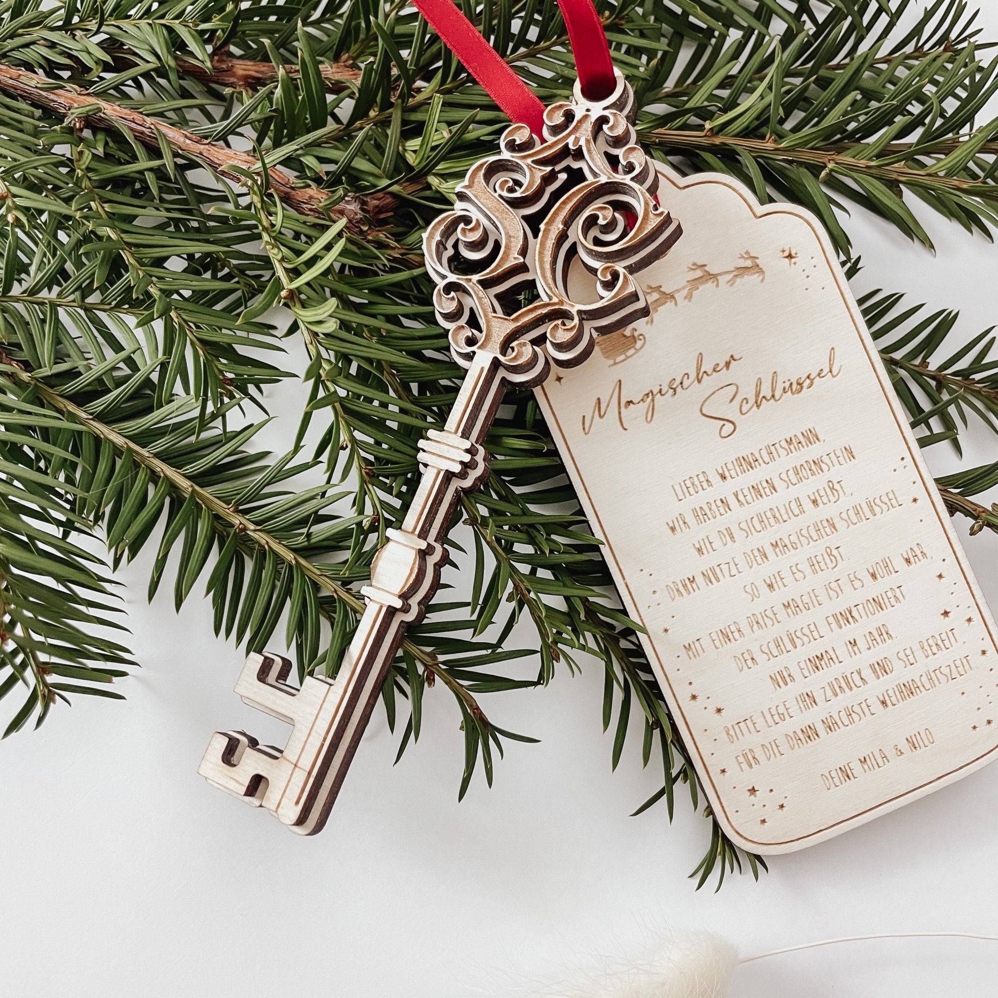 Schlüssel personalisiert Holz - Weihnachtsmann - lyllevenn