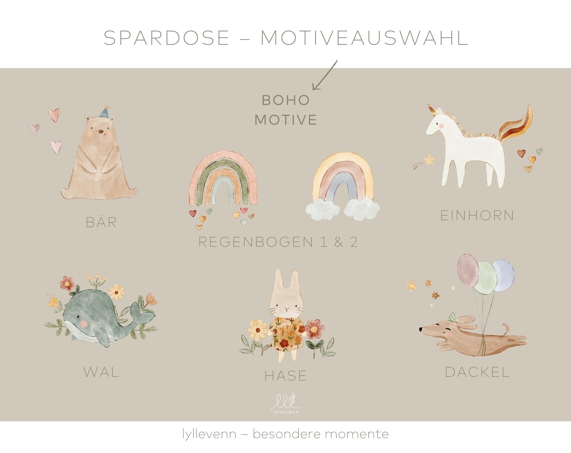 Spardose Holz Personalisiert - Boho - lyllevenn