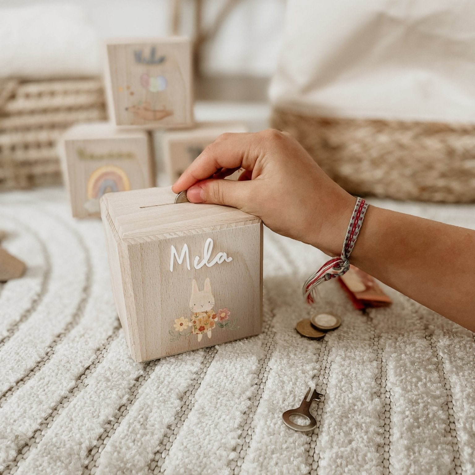 Spardose Holz Personalisiert - Boho - lyllevenn