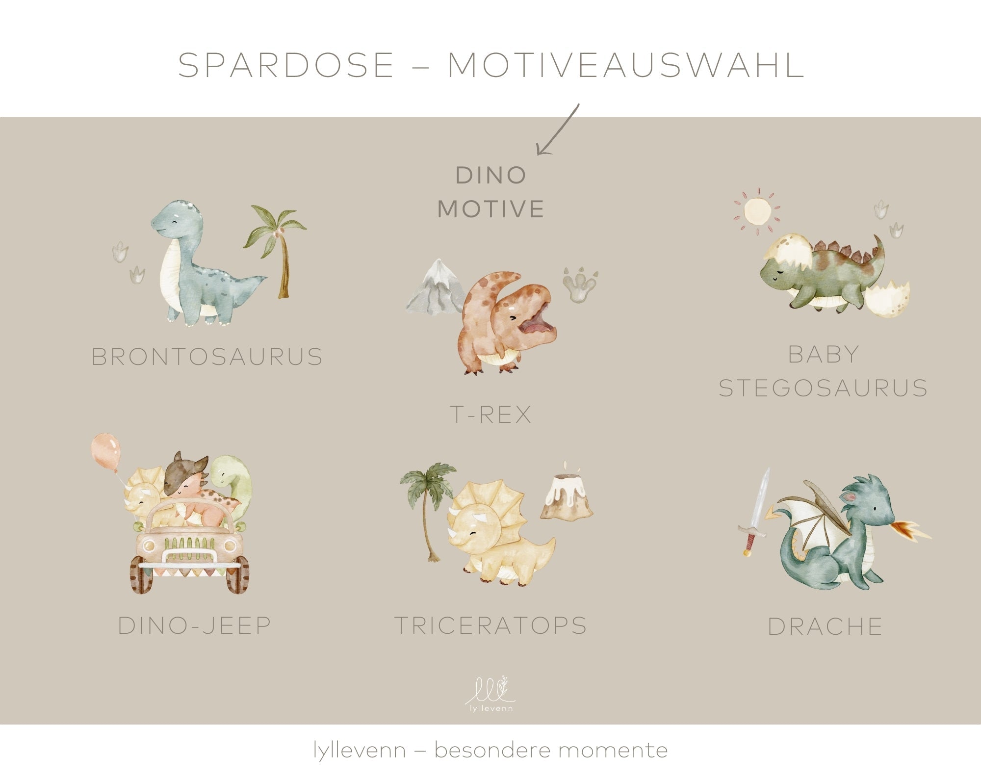 Spardose Holz Personalisiert - Dino - lyllevenn